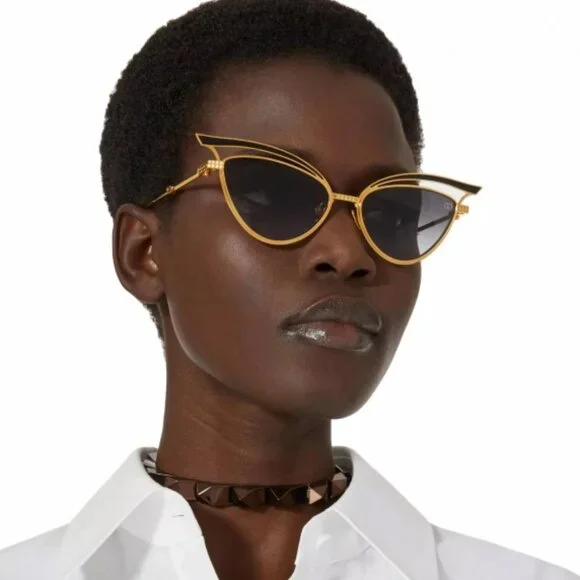 NWT VALENTINO SUNGLASSES V-GLASSLINER GOLD GRAY SUNGLASSES  display picture 3